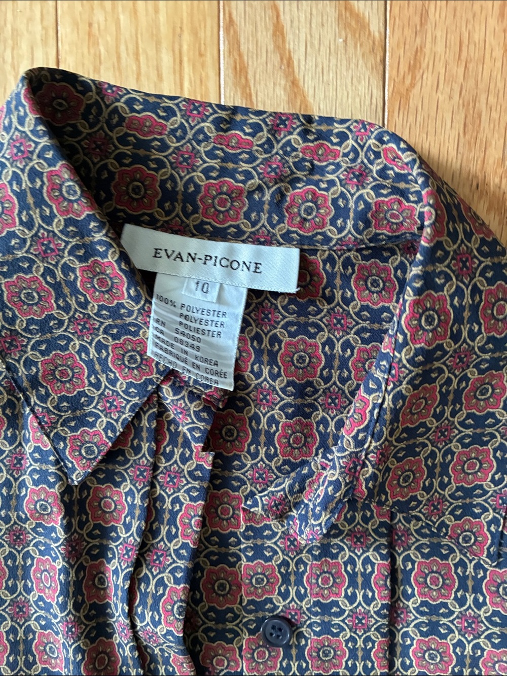 Vintage Evan Picone Geometric Button-Down Shirt in Rust and Navy